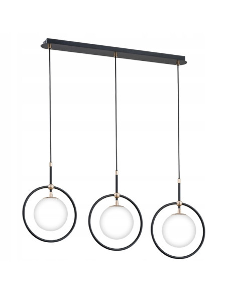 Lampa wisząca AKIRA w kolorze czarno-białym z metalowym wykończeniem i szklanym kloszem - elegancja do nowoczesnych wnętrz