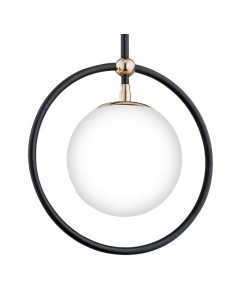 Lampa wisząca AKIRA w kolorze czarno-białym z metalowym wykończeniem i szklanym kloszem - elegancja do nowoczesnych wnętrz 2