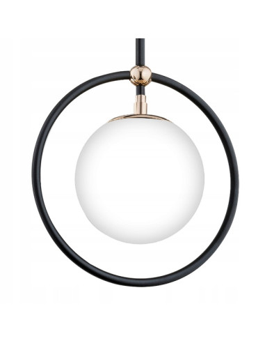 Lampa wisząca AKIRA w kolorze czarno-białym z metalowym wykończeniem i szklanym kloszem - elegancja do nowoczesnych wnętrz