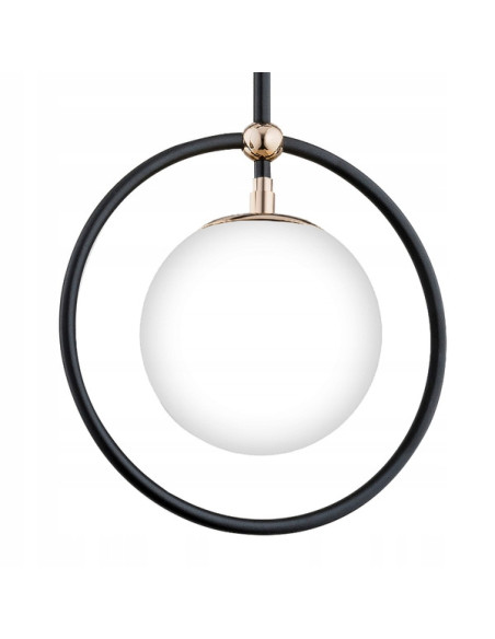 Lampa wisząca AKIRA w kolorze czarno-białym z metalowym wykończeniem i szklanym kloszem - elegancja do nowoczesnych wnętrz