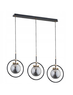 Elegancka lampa wisząca AKIRA w czerni z metalicznymi kloszami - nowoczesne oświetlenie do jadalni i salonu, 3 punkty świetlne.