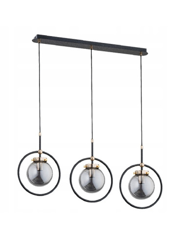 Elegancka lampa wisząca AKIRA w czerni z metalicznymi kloszami - nowoczesne oświetlenie do jadalni i salonu, 3 punkty świetlne.