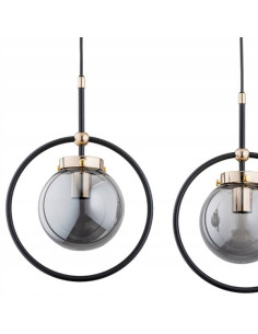 Elegancka lampa wisząca AKIRA w czerni z metalicznymi kloszami - nowoczesne oświetlenie do jadalni i salonu, 3 punkty świetlne. 2