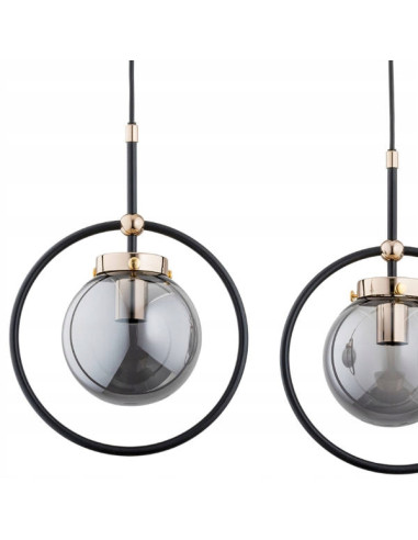 Elegancka lampa wisząca AKIRA w czerni z metalicznymi kloszami - nowoczesne oświetlenie do jadalni i salonu, 3 punkty świetlne.