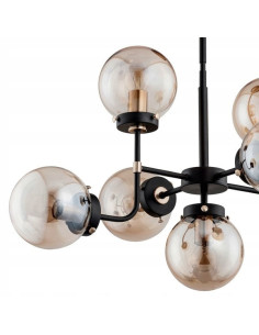 Lampa sufitowa TRANSFORMERS - czarna z miodowymi kulami, loftowy design, 7 punktów świetlnych do biura i salonu. 2