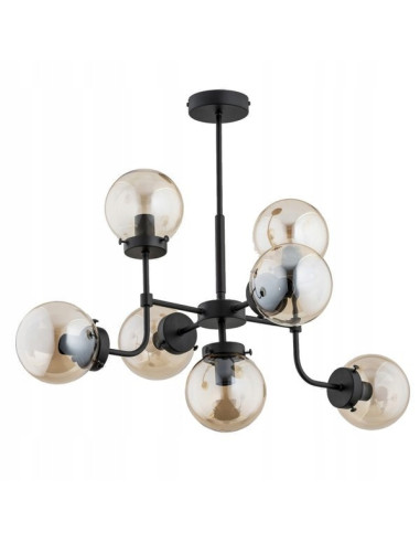 Elegancki żyrandol TRANSFORMERS CZARNY - industrialna lampa sufitowa dla salonu, jadalni i biura, 7 punktów świetlnych.