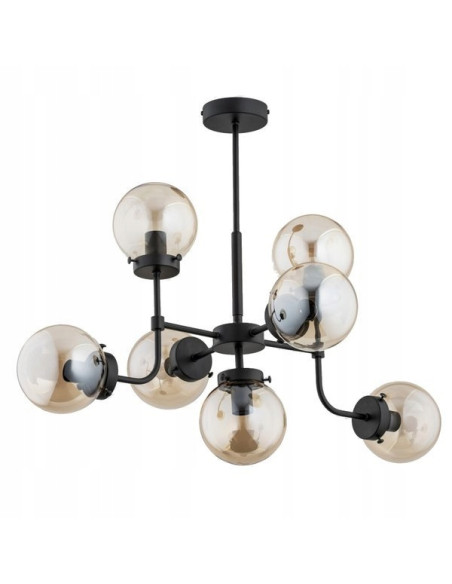 Elegancki żyrandol TRANSFORMERS CZARNY - industrialna lampa sufitowa dla salonu, jadalni i biura, 7 punktów świetlnych.