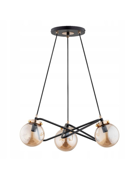 Żyrandol industrialny VEGA CZARNY 3-punktowy, minimalistyczny, stalowy do biura i salonu - elegancka lampa wisząca