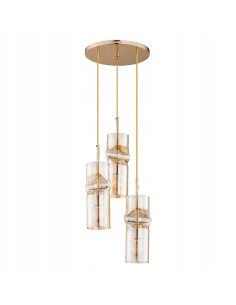 Żyrandol Glamour KAPRIS w Złocie – elegancka lampa sufitowa z trzema punktami świetlnymi do nowoczesnych wnętrz.