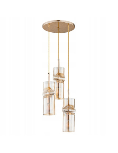 Żyrandol Glamour KAPRIS w Złocie – elegancka lampa sufitowa z trzema punktami świetlnymi do nowoczesnych wnętrz.