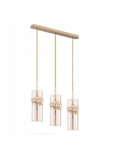 Lampa wisząca KAPRIS ZŁOTA – elegancka diamentowa lampa z trzema punktami świetlnymi do nowoczesnych wnętrz.