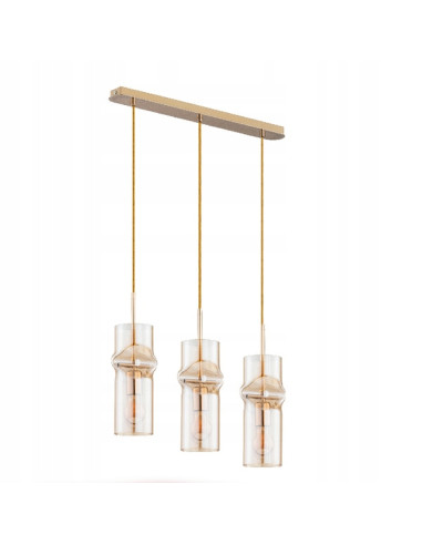 Lampa wisząca KAPRIS ZŁOTA – elegancka diamentowa lampa z trzema punktami świetlnymi do nowoczesnych wnętrz.