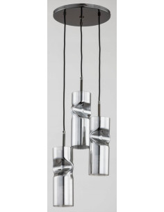 Lampa wisząca KAPRIS GRAFITOWA z posrebrzanymi kloszami, nowoczesna, 3 źródła światła, idealna do salonu i jadalni. 2