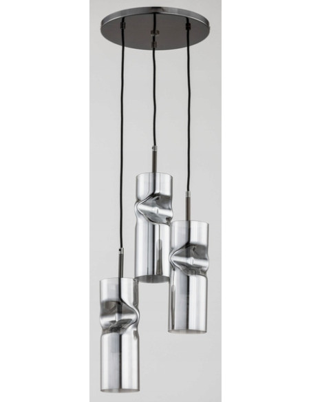 Lampa wisząca KAPRIS GRAFITOWA z posrebrzanymi kloszami, nowoczesna, 3 źródła światła, idealna do salonu i jadalni.