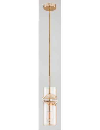 Lampa sufitowa KAPRIS ZŁOTA - elegancka, wygięta szklana tuba do nowoczesnych wnętrz, idealna do korytarzy i holi.