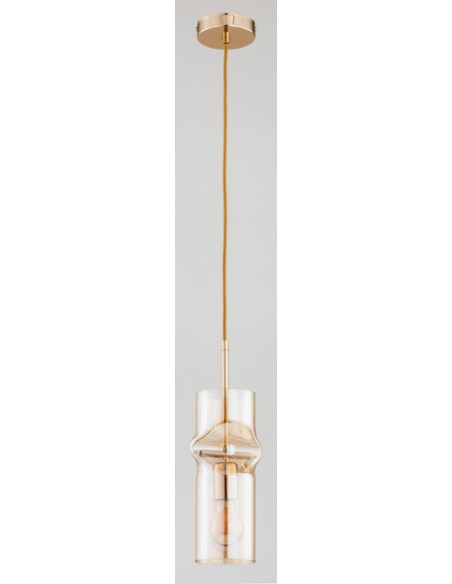 Lampa sufitowa KAPRIS ZŁOTA - elegancka, wygięta szklana tuba do nowoczesnych wnętrz, idealna do korytarzy i holi.