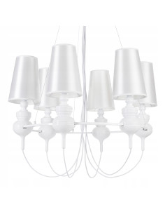 Lampa Wisząca Barokowa QUEEN-6 w Białej Tonacji - Elegancki Żyrandol do Salonu i Jadalni w Stylu Glamour