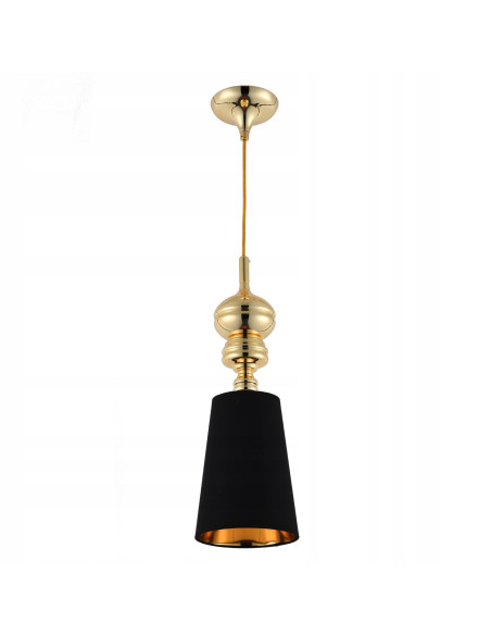 Lampa wisząca glamour QUEEN-1 w złocie i czerni - elegancka do gabinetu, jadalni oraz salonu.