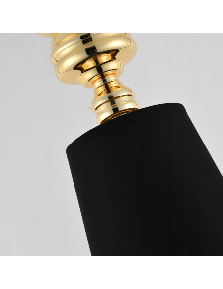 Lampa wisząca glamour QUEEN-1 w złocie i czerni - elegancka do gabinetu, jadalni oraz salonu.