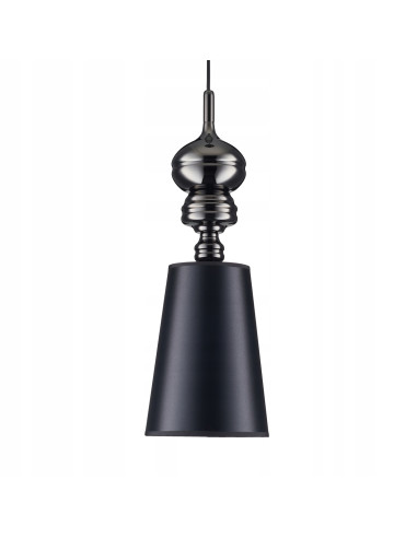 Lampa wisząca QUEEN w kolorze czarnym, 53 cm, regulowane światło E27, styl glamour - idealna do biura i salonu.