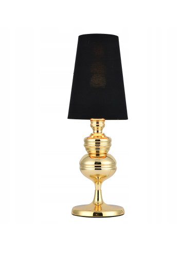 Lampa stołowa glamour QUEEN w kolorze złotym i czarnym – elegancja i styl do sypialni oraz salonu