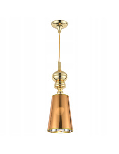 Lampa wisząca glamour QUEEN-1 w złotej miedzi - elegancka kopułka do jadalni i salonu, regulowana wysokość, różne kolory 2
