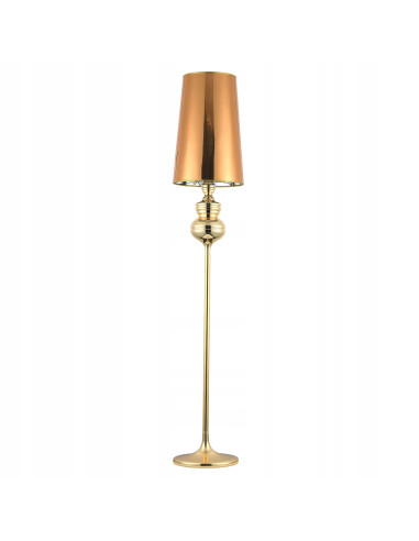 Lampa podłogowa glamour QUEEN-F Złota - Elegancka smukła lampa do salonu, sypialni i jadalni z ozdobami.