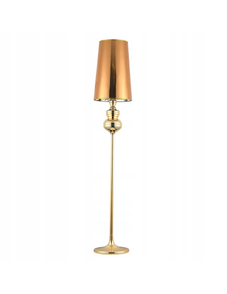 Lampa podłogowa glamour QUEEN-F Złota - Elegancka smukła lampa do salonu, sypialni i jadalni z ozdobami.
