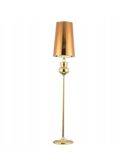 Lampa podłogowa glamour QUEEN-F Złota - Elegancka smukła lampa do salonu, sypialni i jadalni z ozdobami.