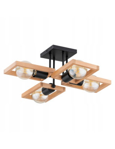 Lampa sufitowa REZON DREWNIANA 4-modułowa, nowoczesny design do sypialni, biura i salonu w kolorze czarnym i drewnianym