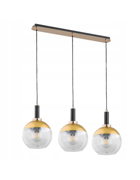 Lampa wisząca ADRIA ZŁOTA z przezroczystymi kloszami, nowoczesny szyk do jadalni, salonu i sypialni.