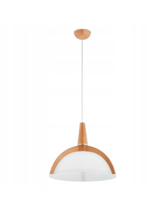 Lampa wisząca KLAN DREWNIANA - klasyczny zwis w kolorze beżowym/białym/żółtym do kuchni, jadalni i salonu