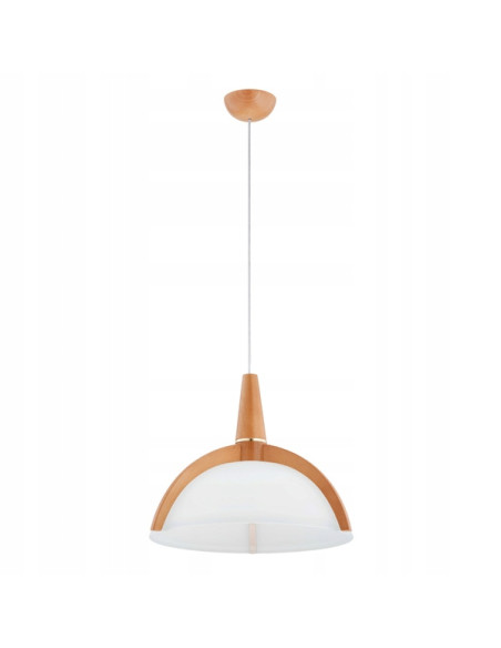 Lampa wisząca KLAN DREWNIANA - klasyczny zwis w kolorze beżowym/białym/żółtym do kuchni, jadalni i salonu
