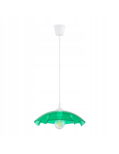 Lampa wisząca LILIA ZIELONA z falbanami, elegancka do kuchni i jadalni, E27, 85 cm, design klasyczny.