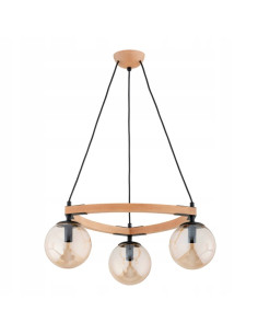 Żyrandol loftowy ADINA - trójkątna lampa wisząca z drewna i metalu, 3-punkty E14, elegancka do kuchni i salonu. 2