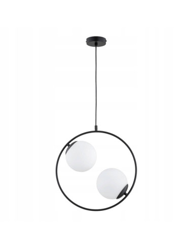 Lampa wisząca ADINO S - nowoczesne oświetlenie w czerni z białymi kulami do kuchni i jadalni