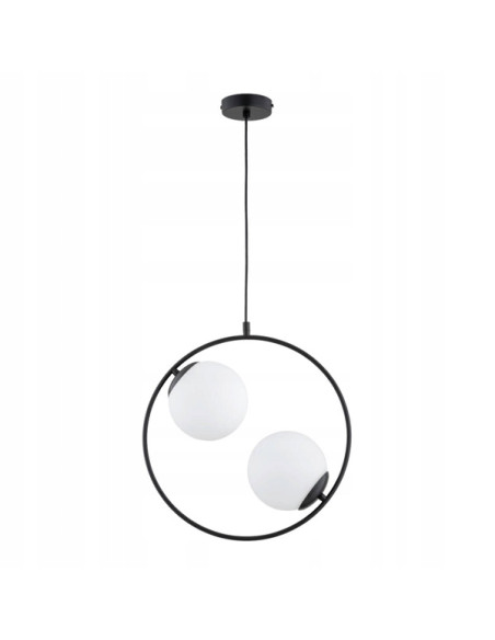 Lampa wisząca ADINO S - nowoczesne oświetlenie w czerni z białymi kulami do kuchni i jadalni