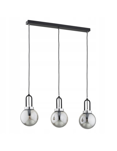 Lampa sufitowa ATORI w stylu nowoczesnym - czarna z chromem, 3 punkty świetlne E14, elegancka do salonu i sypialni.