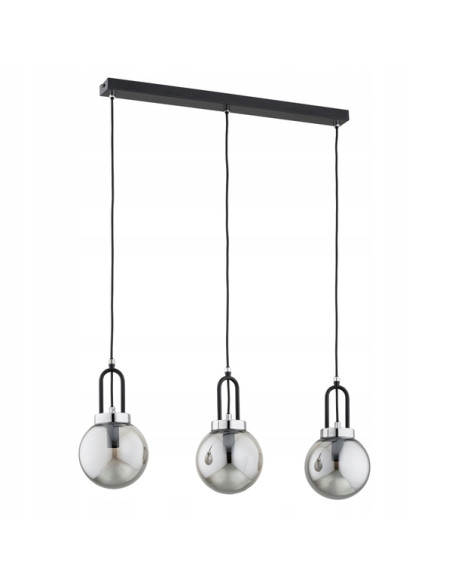 Lampa sufitowa ATORI w stylu nowoczesnym - czarna z chromem, 3 punkty świetlne E14, elegancka do salonu i sypialni.