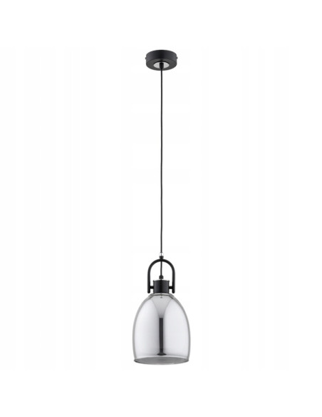 Lampa wisząca SODA z metalowym kloszem w kolorze czarnym i chromowanym - elegancka do jadalni i nowoczesnych wnętrz.