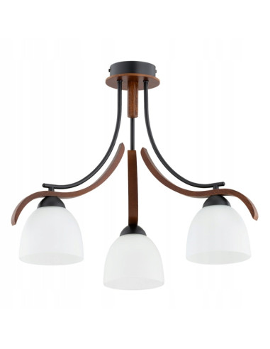 Lampa sufitowa BAFIA DREWNIANA z mlecznymi kloszami - stylowy akcent do eleganckiego wnętrza