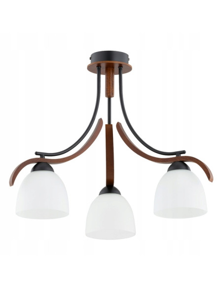 Lampa sufitowa BAFIA DREWNIANA z mlecznymi kloszami - stylowy akcent do eleganckiego wnętrza