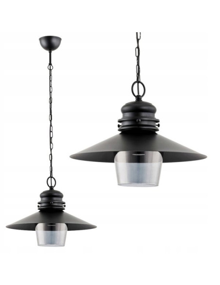 Elegancka lampa wisząca HOLLY w czerni z szklanym kloszem - Stylowa lampka do nowoczesnych wnętrz