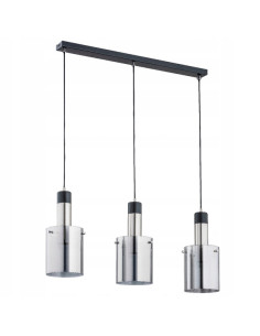 Lampa wisząca BELLA SILVER z 3 kloszami - nowoczesny element wystroju do biura, salonu i kuchni, czarny stelaż.