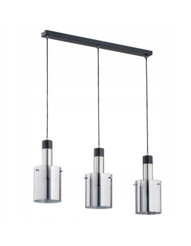 Lampa wisząca BELLA SILVER z 3 kloszami - nowoczesny element wystroju do biura, salonu i kuchni, czarny stelaż.