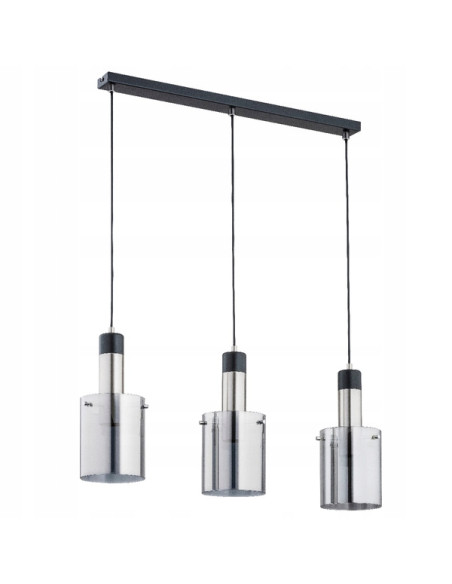 Lampa wisząca BELLA SILVER z 3 kloszami - nowoczesny element wystroju do biura, salonu i kuchni, czarny stelaż.