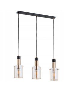 Nowoczesna lampa wisząca Bella Gold w stylu industrialnym, czarno-złota, z 3 źródłami światła i możliwością ściemniania