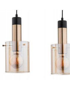 Nowoczesna lampa wisząca Bella Gold w stylu industrialnym, czarno-złota, z 3 źródłami światła i możliwością ściemniania 2