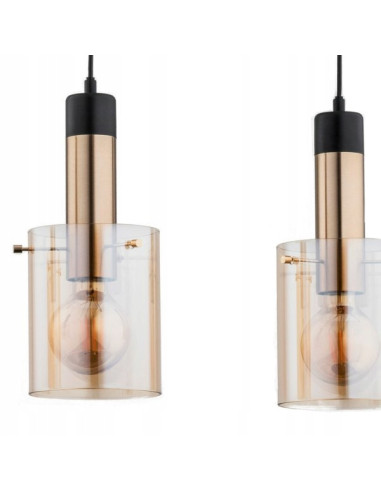 Nowoczesna lampa wisząca Bella Gold w stylu industrialnym, czarno-złota, z 3 źródłami światła i możliwością ściemniania