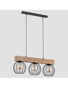 Lampa wisząca ARIZAN w stylu skandynawskim z metalową klatką i naturalnymi akcentami drewnianymi ٩⅜;